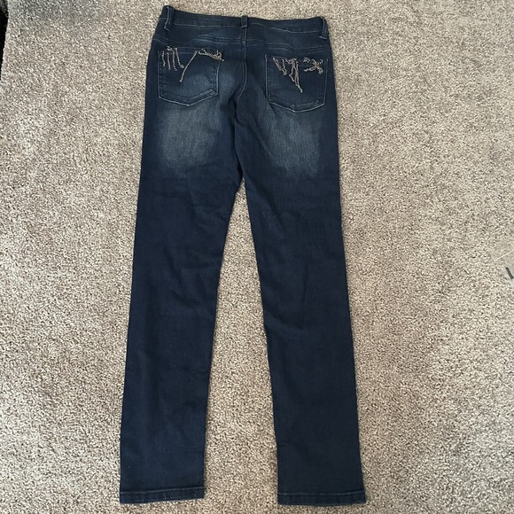 RocaWear Jeans Straight Leg Stretch Back Pockets CHAIN stitch Dark 28W x 29L - Picture 3 of 9